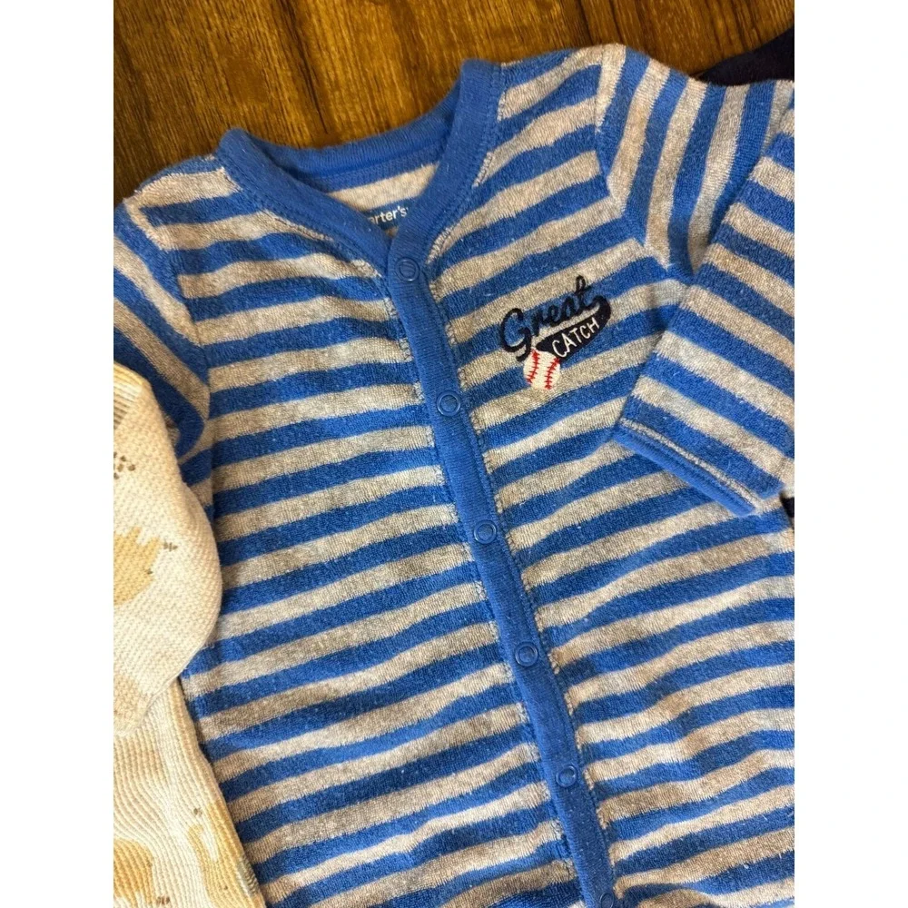 Carters‎ Baby Boy 6 Months Footed Sleepers Pajamas Outfits Clothes Lot Baseball